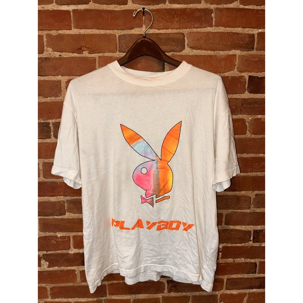Playboy Tie Dye Bunny Graphic Tee MENS Womens‎ Genuine Tag White